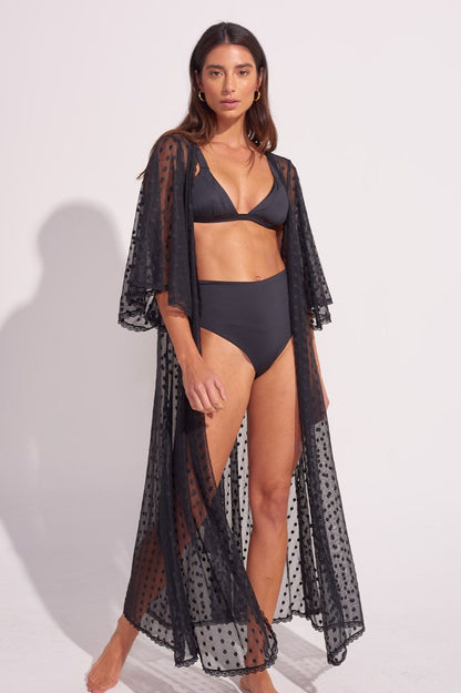 ANCORA The Breezy Lace Black Kimono