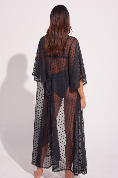 ANCORA The Breezy Lace Black Kimono