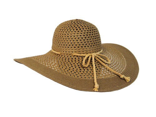 Sombrero de malla mediano Color camel Duradero y plegable Protección solar UPF 50+ Sombrero de verano - Trenzado con onda CAMEL | Bikini Town