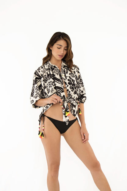 Cover up blanco/negro Camisa Materiales: 95% polyester 5% elastane Camisa MILONGA - Bicolor | Bikini Town