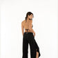 Salida de baño Amarre en delantero Aberturas laterales Color negro Materiales: 100% Viscose - Pantalón MILONGA Bloques - Cover Up Negro | Bikini Town